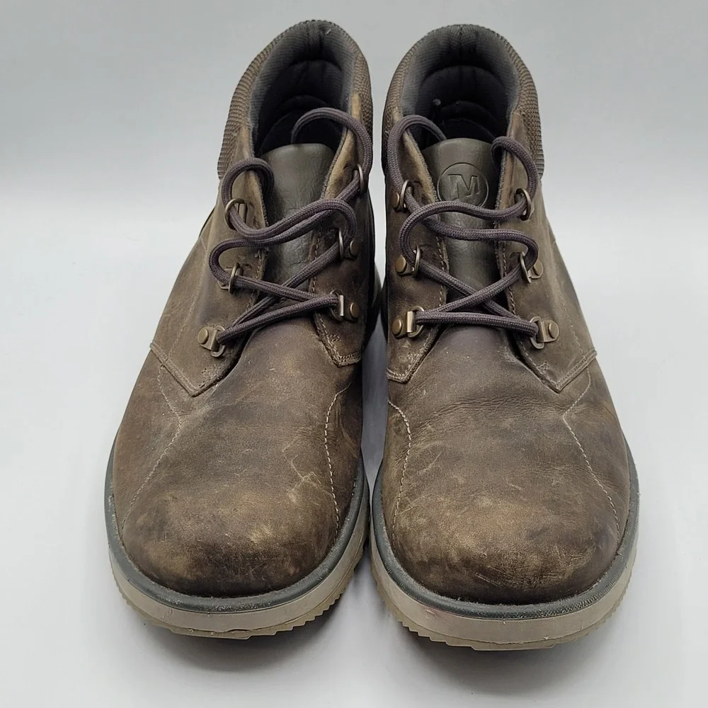 Merrell Boulder Chukka Boots Mens 10.5 Brown Leather Lace Up J23679